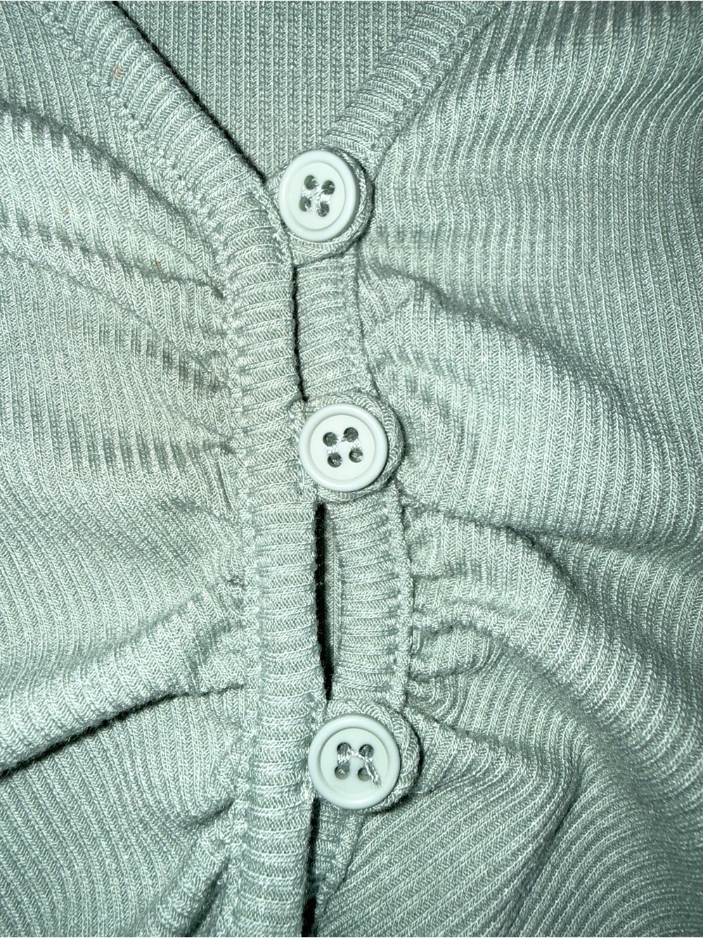Mixed Threads Sage Green Ribbed Ruched Collared Crop Top Small - Picture 3 of 8